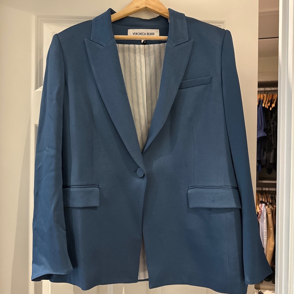 Veronica Beard Long and Lean Dickey satin-crepe blazer